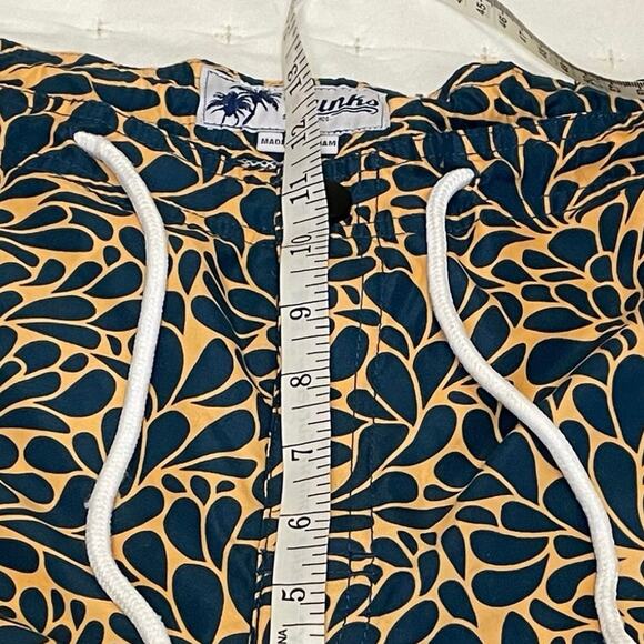 Trunks Swim Trunks Men's 38 Orange & Blue Floral Print Print, Beach, Pool - Picture 8 of 10